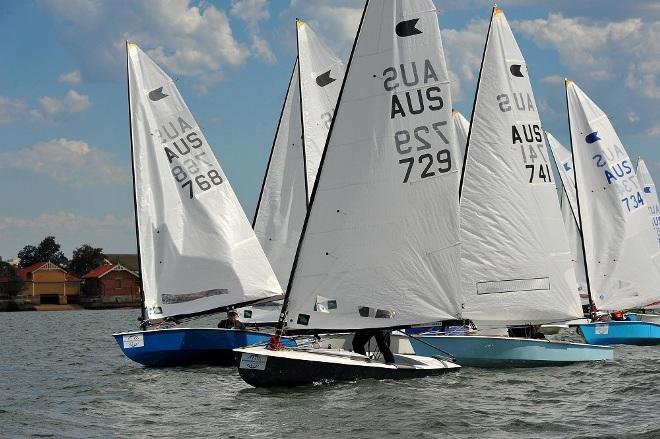 A scramble of boats - Henning Harders OK Dinghy Nationals © Bruce Kerridge